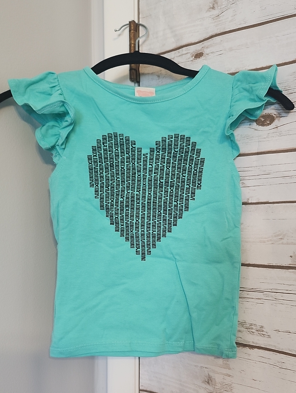 Girls' Teal / Turquoise Ruffle Sleeve Heart Tee